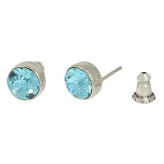 Ohrstecker Basics Silber plated . Crystal Lt. Turquoise . 6mm