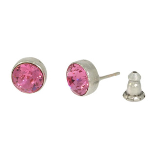Ohrstecker Basics Silber plated . Crystal Rose . 6mm