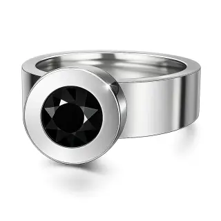 Ring Change Edelstahl . Crystal Jet Hematite