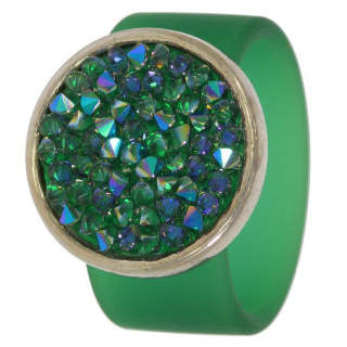 Ring Caviar Kautschuk Silber plated . Crystal Paradise Green GR54