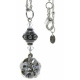 Amulettkette Aladin Silber plated . Crystal Black Diamond Kugel 20mm (Ø) . Kette 90cm