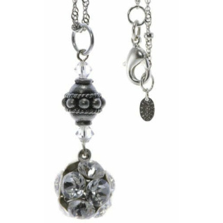 Amulettkette Aladin Silber plated . Crystal Black Diamond Kugel 15mm (Ø) . Kette 45cm