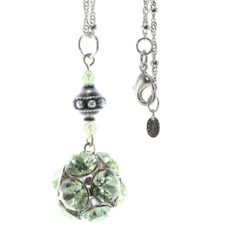 Amulettkette Aladin Silber plated . Crystal Chrysolite Kugel 20mm (Ø) . Kette 90cm