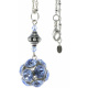 Amulettkette Aladin Silber plated . Crystal Lt. Saphire Kugel 20mm (Ø) . Kette 90cm