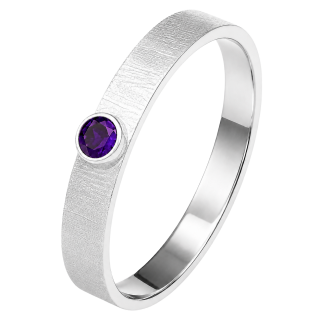 Cara • Luna Ring mit Amethyst - Ringbreite 4mm - 925er Sterlingsilber