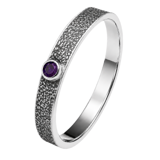 Cara • Luna Ring mit Amethyst - Ringbreite 4mm - 925er Sterlingsilber