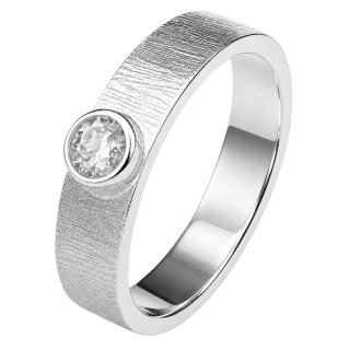 Cara • Luna Ring mit weißem Topas - Ringbreite 6mm - 925er Sterlingsilber
