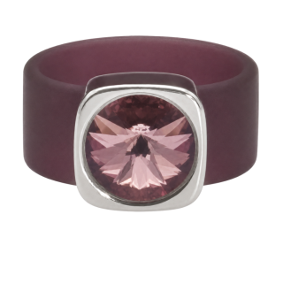 Ring Belt Kautschuk Silber plated . Crystal Antik Pink