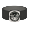 Ring Belt Kautschuk Silber plated . Crystal Black Diamond