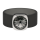 Ring Belt Kautschuk Silber plated . Crystal Black Diamond