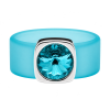 Ring Belt Kautschuk Silber plated . Crystal Blue Zircon