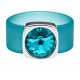 Ring Belt Kautschuk Silber plated . Crystal Blue Zircon