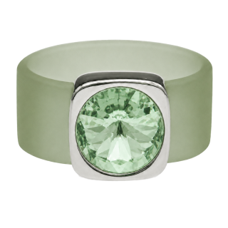 Ring Belt Kautschuk Silber plated . Crystal Chrysolite