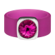 Ring Belt Kautschuk Silber plated . Crystal Fuchsia