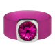 Ring Belt Kautschuk Silber plated . Crystal Fuchsia