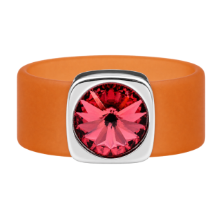 Ring Belt Kautschuk Silber plated . Crystal Padparadscha