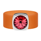 Ring Belt Kautschuk Silber plated . Crystal Padparadscha