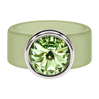 Ring Belt Kautschuk Silber plated . Crystal Chrysolite