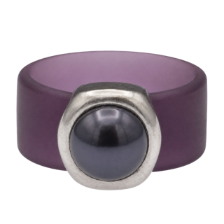 Ring Belt Kautschuk Silber plated . Perle Blackberry