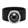 Ring Belt Kautschuk Silber plated . Perle Black Pearl