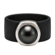 Ring Belt Kautschuk Silber plated . Perle Black Pearl