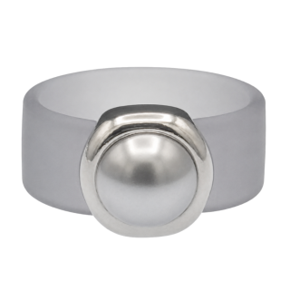 Ring Belt Kautschuk Silber plated . Perle Li. Grey