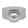 Ring Belt Kautschuk Silber plated . Perle Weiss