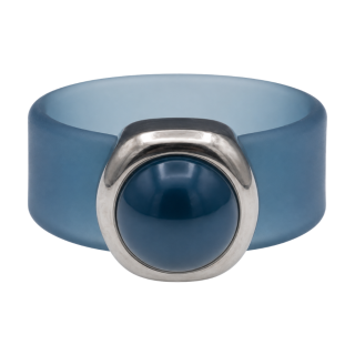 Ring Belt Kautschuk Silber plated . Perle Petrol