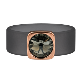 Ring Belt Kautschuk Rosegold plated . Crystal Black Diamond