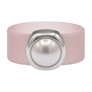 Ring Belt Kautschuk Silber plated . Perle Rosaline Gr.54