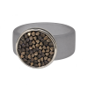 Ring Caviar Kautschuk Silber plated . Crystal Lt. Grey Opal
