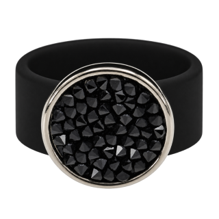 Ring Caviar Kautschuk Silber plated . Crystal Jet