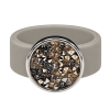 Ring Caviar Kautschuk Silber plated . Crystal Peach Mix