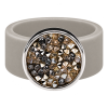 Ring Caviar Kautschuk Silber plated . Crystal Peach Mix