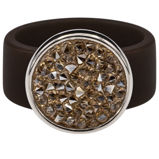 Ring Caviar Kautschuk Silber plated . Crystal Golden Shadow