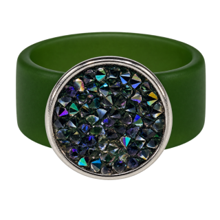 Ring Caviar Kautschuk Silber plated . Crystal Paradise Green