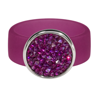 Ring Caviar Kautschuk Silber plated . Crystal Fuchsia