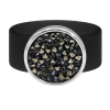 Ring Caviar Kautschuk Silber plated . Crystal Black...