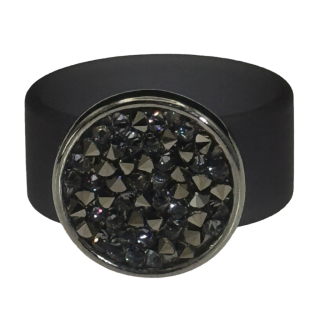 Ring Caviar Kautschuk Silber plated . Crystal Black Diamond GR56