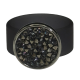 Ring Caviar Kautschuk Silber plated . Crystal Black Diamond GR58