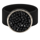 Ring Caviar Kautschuk Silber plated . Crystal Jet GR56