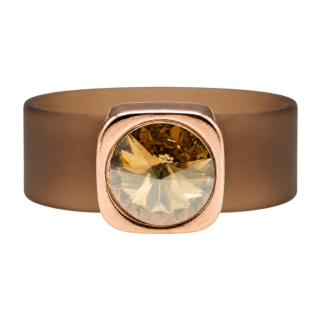 Ring Belt Kautschuk Rosegold plated . Crystal Golden Shadow