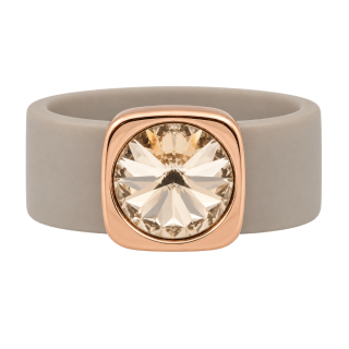 Ring Belt Kautschuk Rosegold plated . Crystal Light Silk