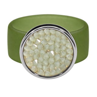 Ring Caviar Kautschuk Silber plated . Crystal Crysolite-Opak