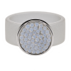 Ring Caviar Kautschuk Silber plated . Crystal White Opal