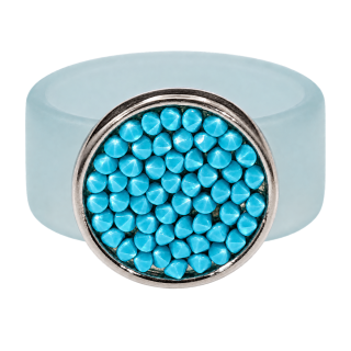 Ring Caviar Kautschuk Silber plated . Crystal Turquoise