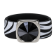 Ring Black & White Zebra Kautschuk Silber plated . Crystal Jet