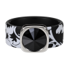 Ring Black & White Floral Kautschuk Silber plated ....