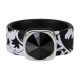 Ring Black & White Floral Kautschuk Silber plated . Crystal Jet