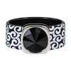 Ring Black & White Wellen Kautschuk Silber plated ....